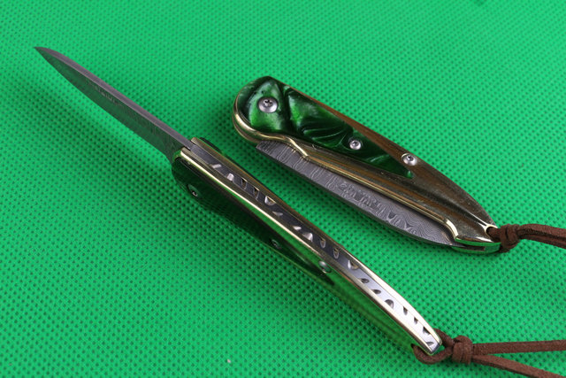  The Chinese Feast Damascus steel no lock folding knife UD402180 